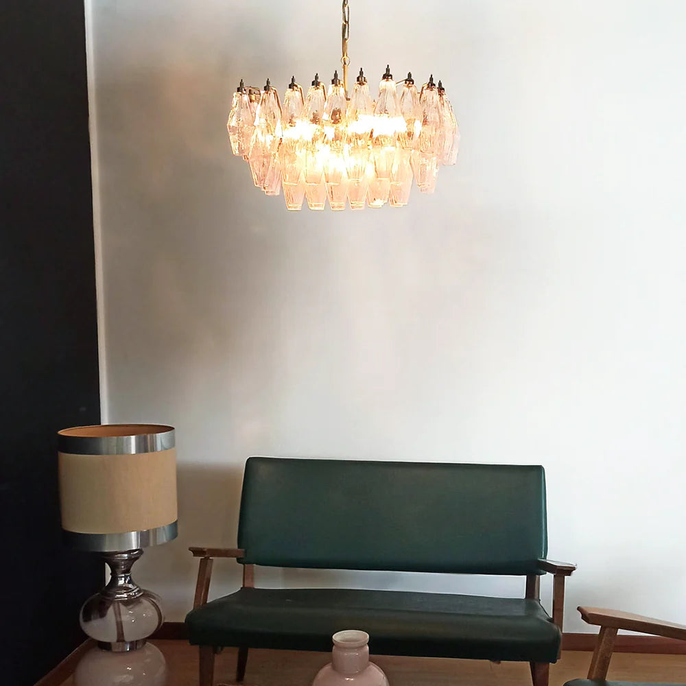 Poliedri Murano Pink Chandelier - Nuvé