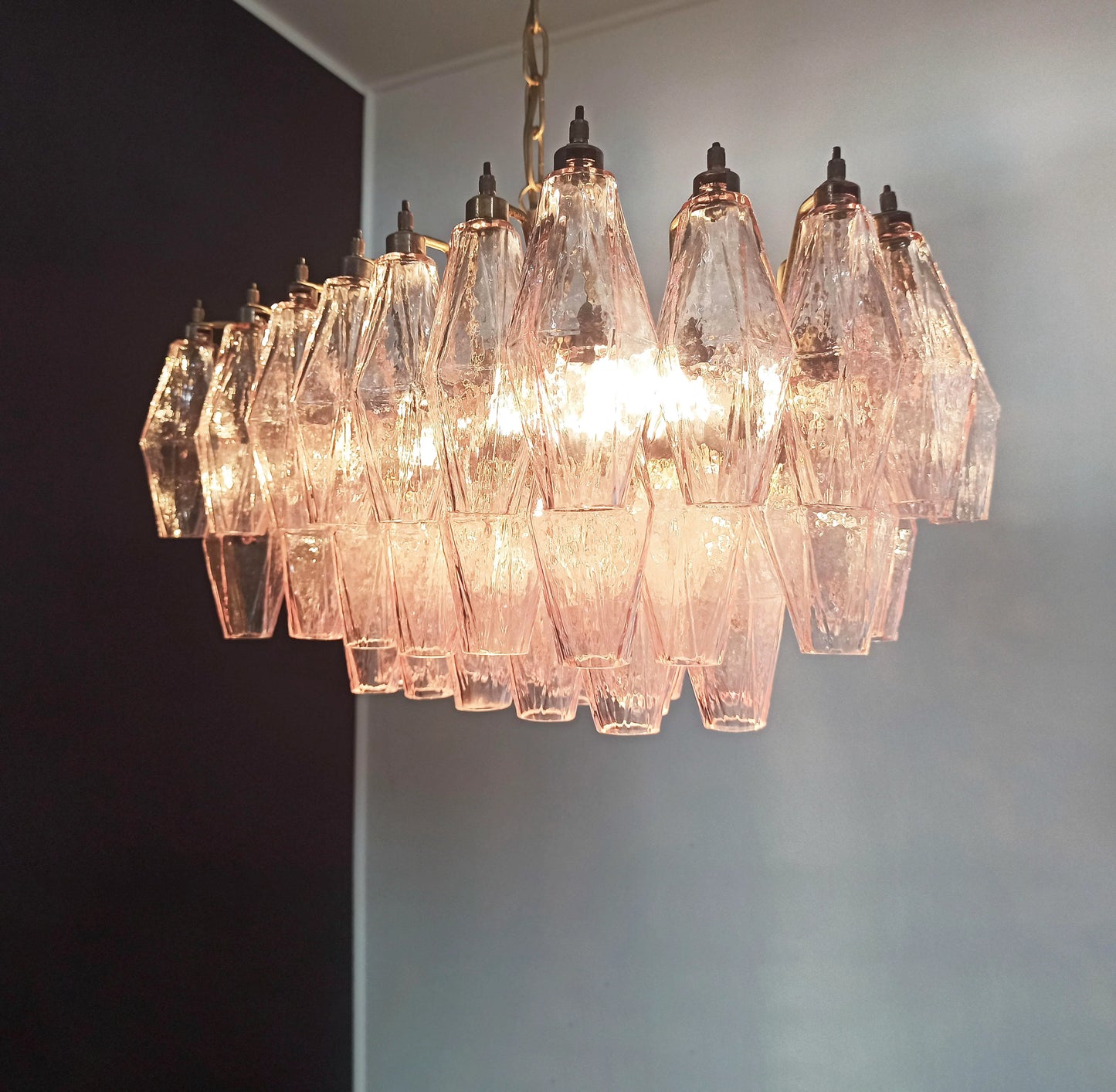 Poliedri Murano Pink Chandelier - Nuvé