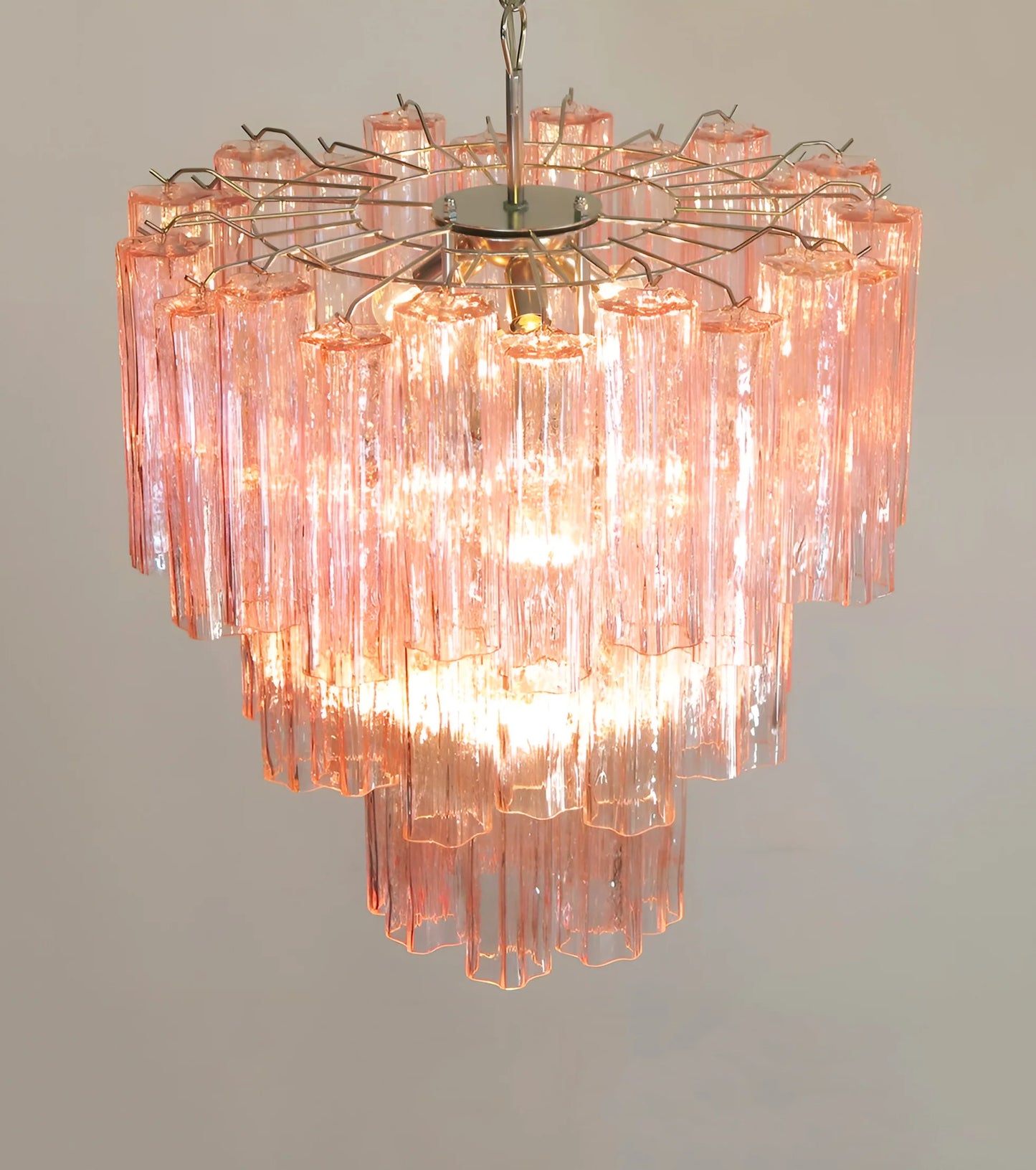 Elegant Pink Murano Glass Tube Chandelier - Nuvé