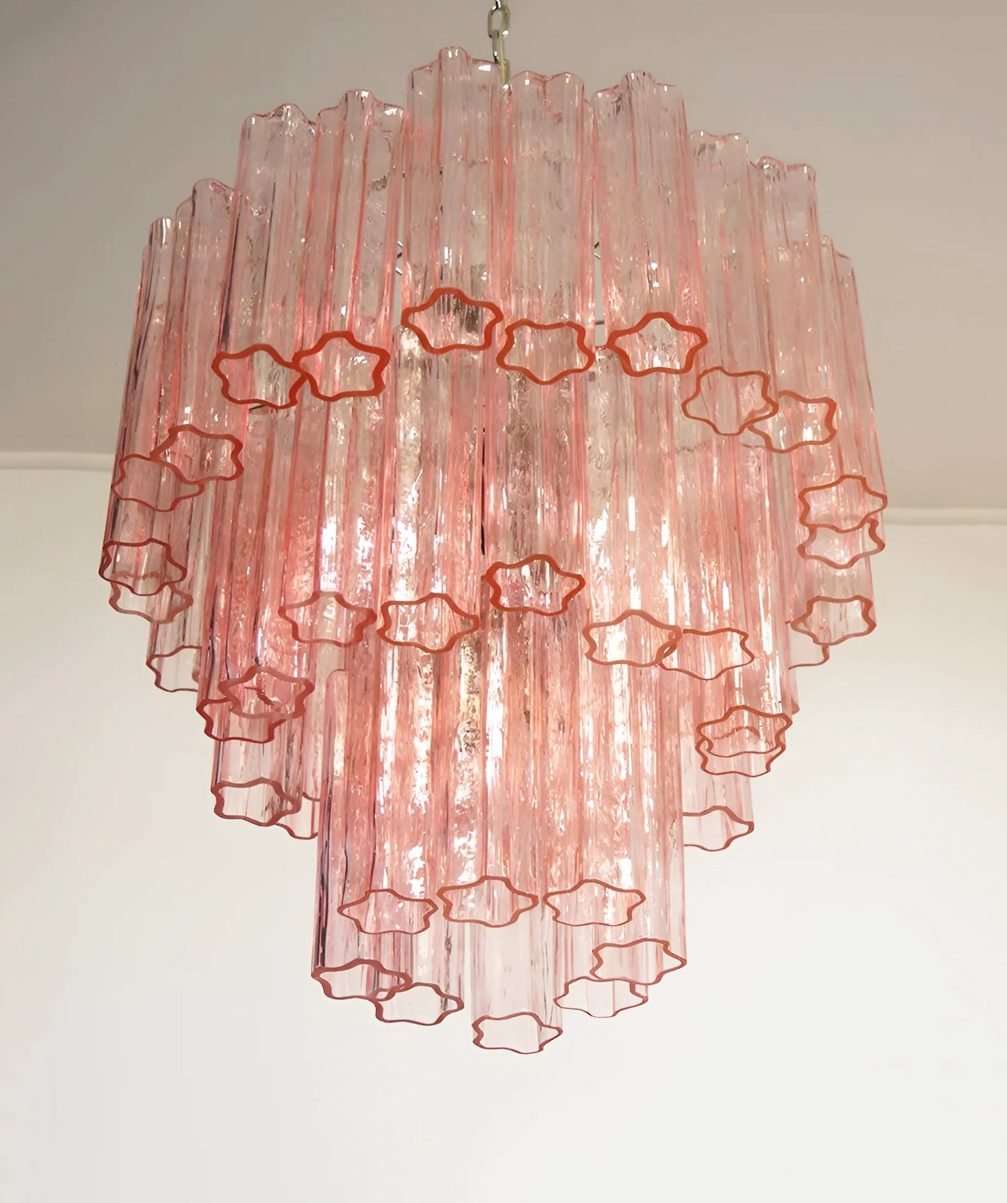Elegant Pink Murano Glass Tube Chandelier - Nuvé
