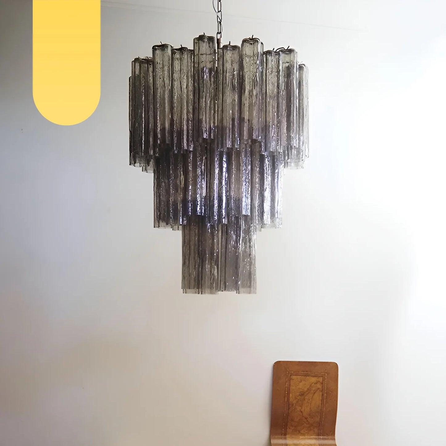 Elegant Smoke Murano Glass Tube Chandelier - Nuvé