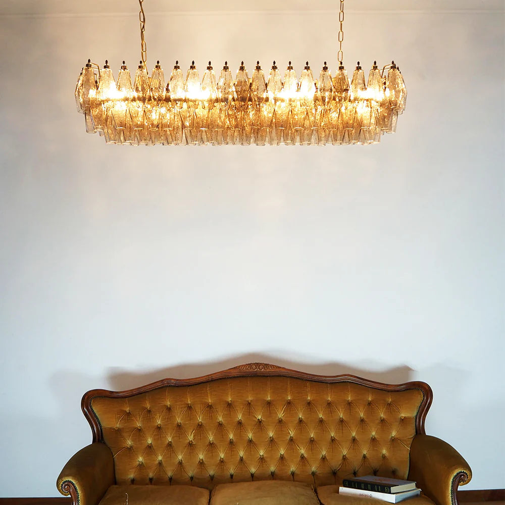 Elegant Smoked Murano Poliedri Chandelier - Nuvé