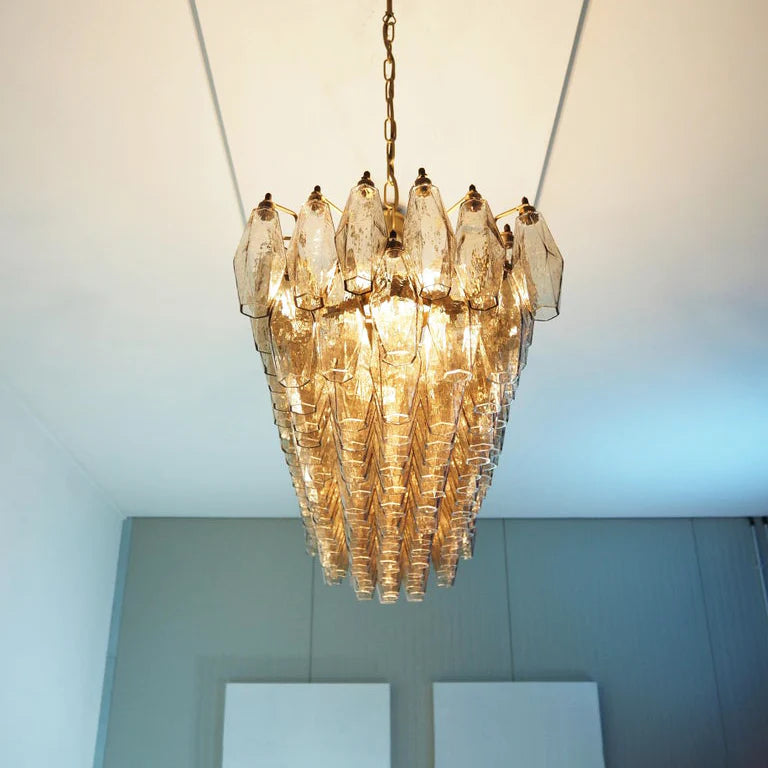 Elegant Smoked Murano Poliedri Chandelier - Nuvé