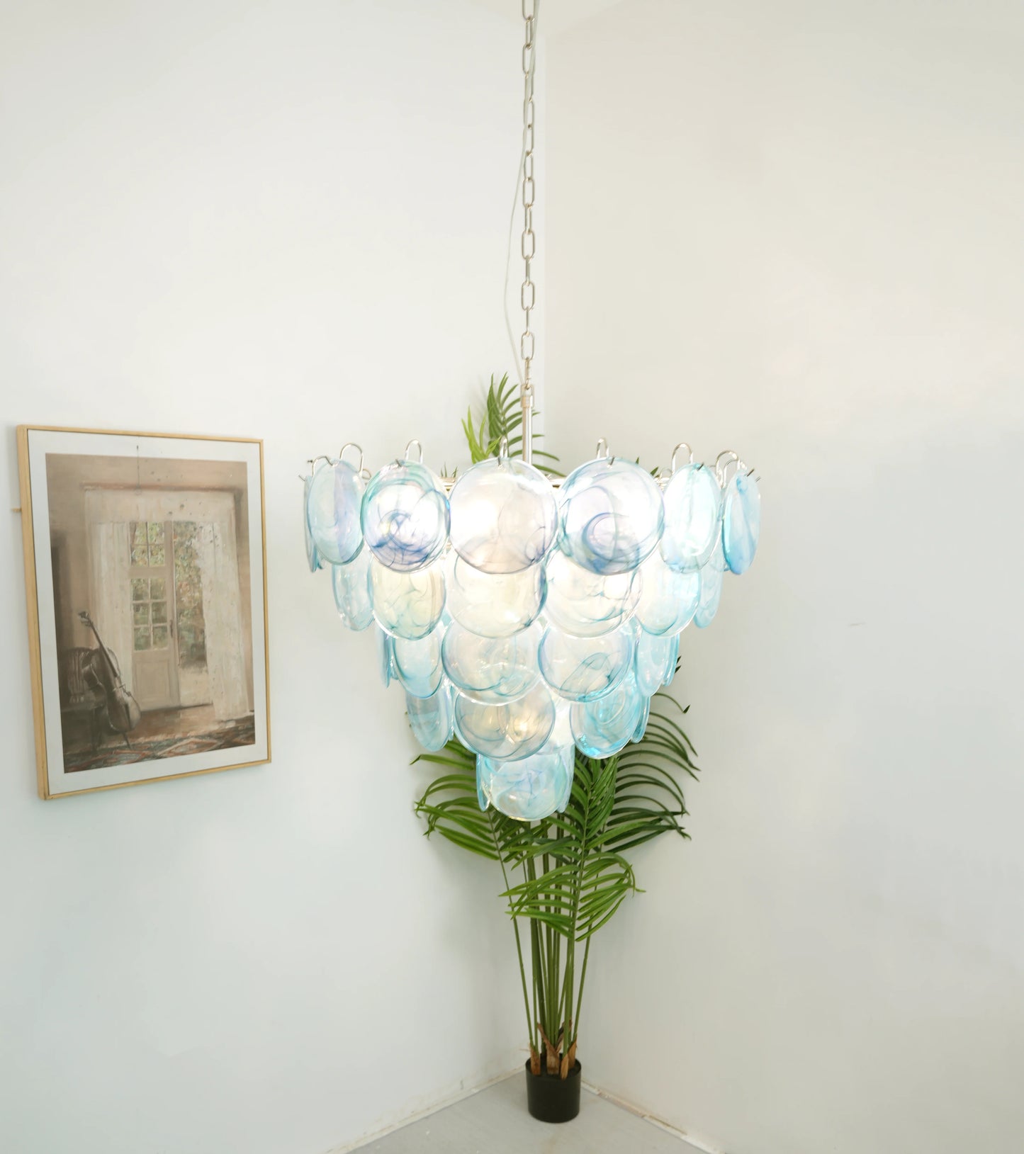 Elegant Blue Murano Disc Chandelier - Nuvé