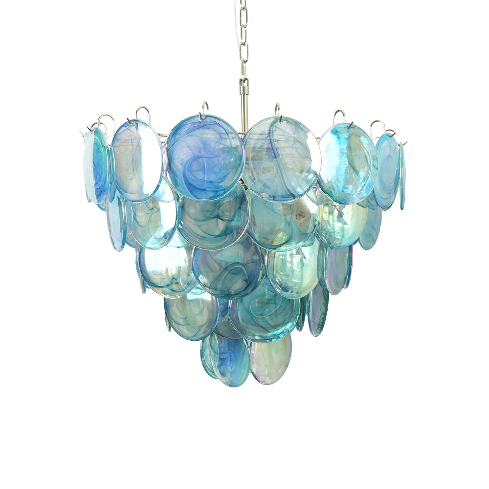 Elegant Blue Murano Disc Chandelier - Nuvé