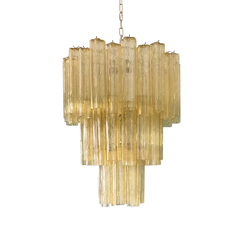 Elegant Yellow Murano Glass Tube Chandelier - Nuvé