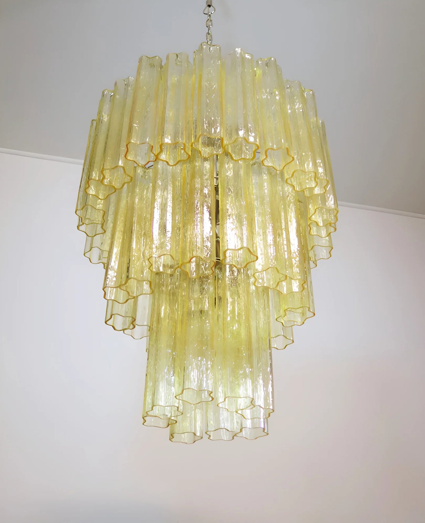 Elegant Yellow Murano Glass Tube Chandelier - Nuvé