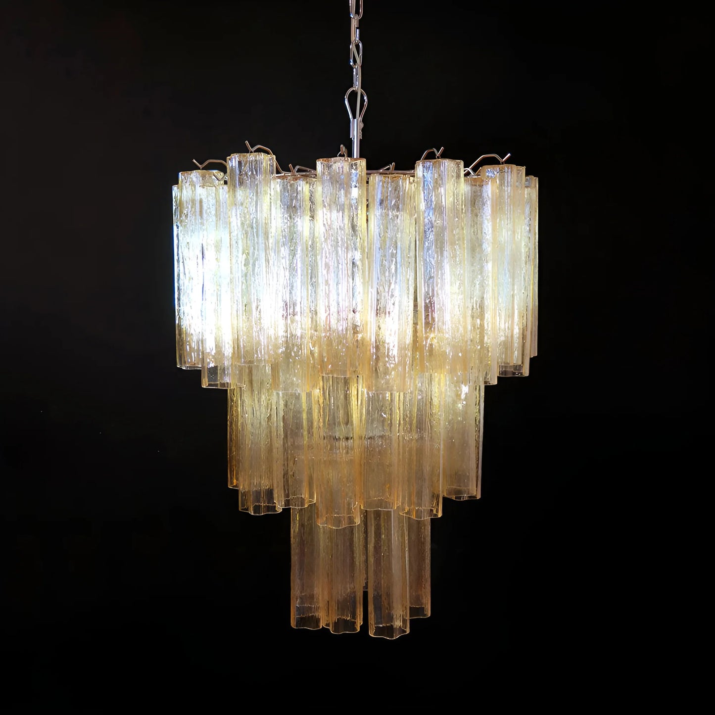 Elegant Yellow Murano Glass Tube Chandelier - Nuvé