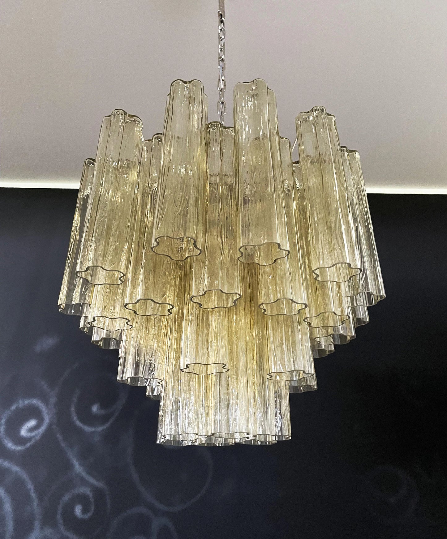 Fantastic Murano Amber Glass Tube Chandelier - Nuvé