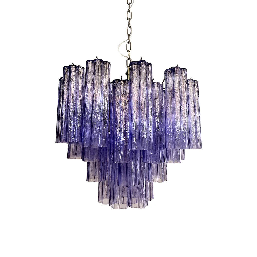 Fantastic Murano Amethyst Glass Tube Chandelier - Nuvé
