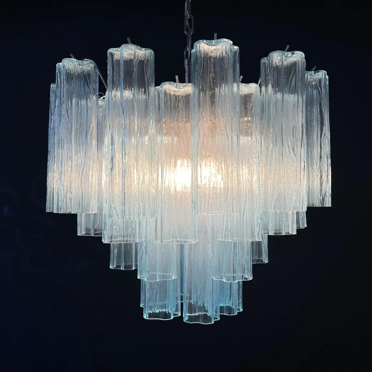 Fantastic Murano Blue Glass Tube Chandelier - Nuvé