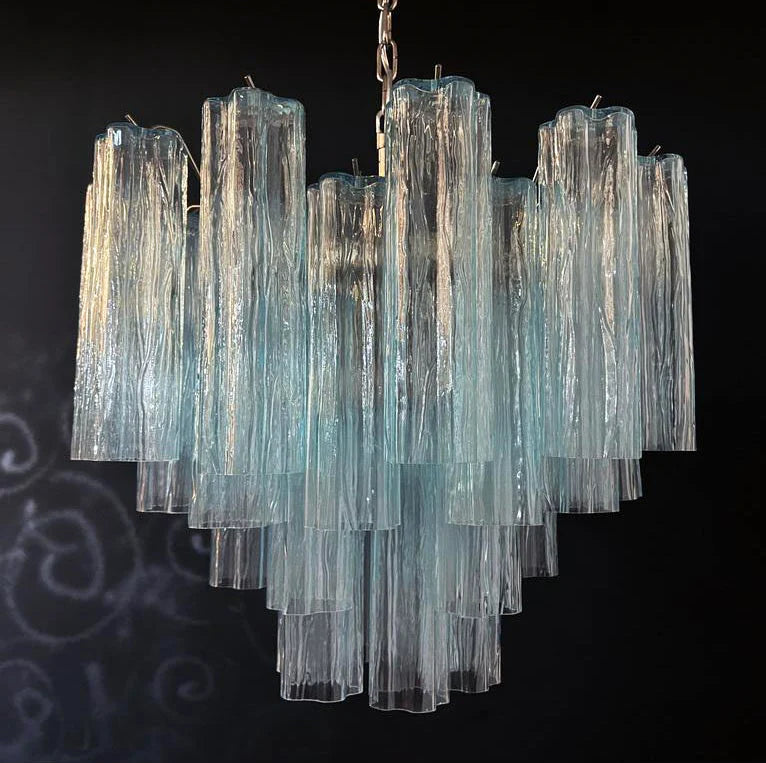Fantastic Murano Blue Glass Tube Chandelier - Nuvé