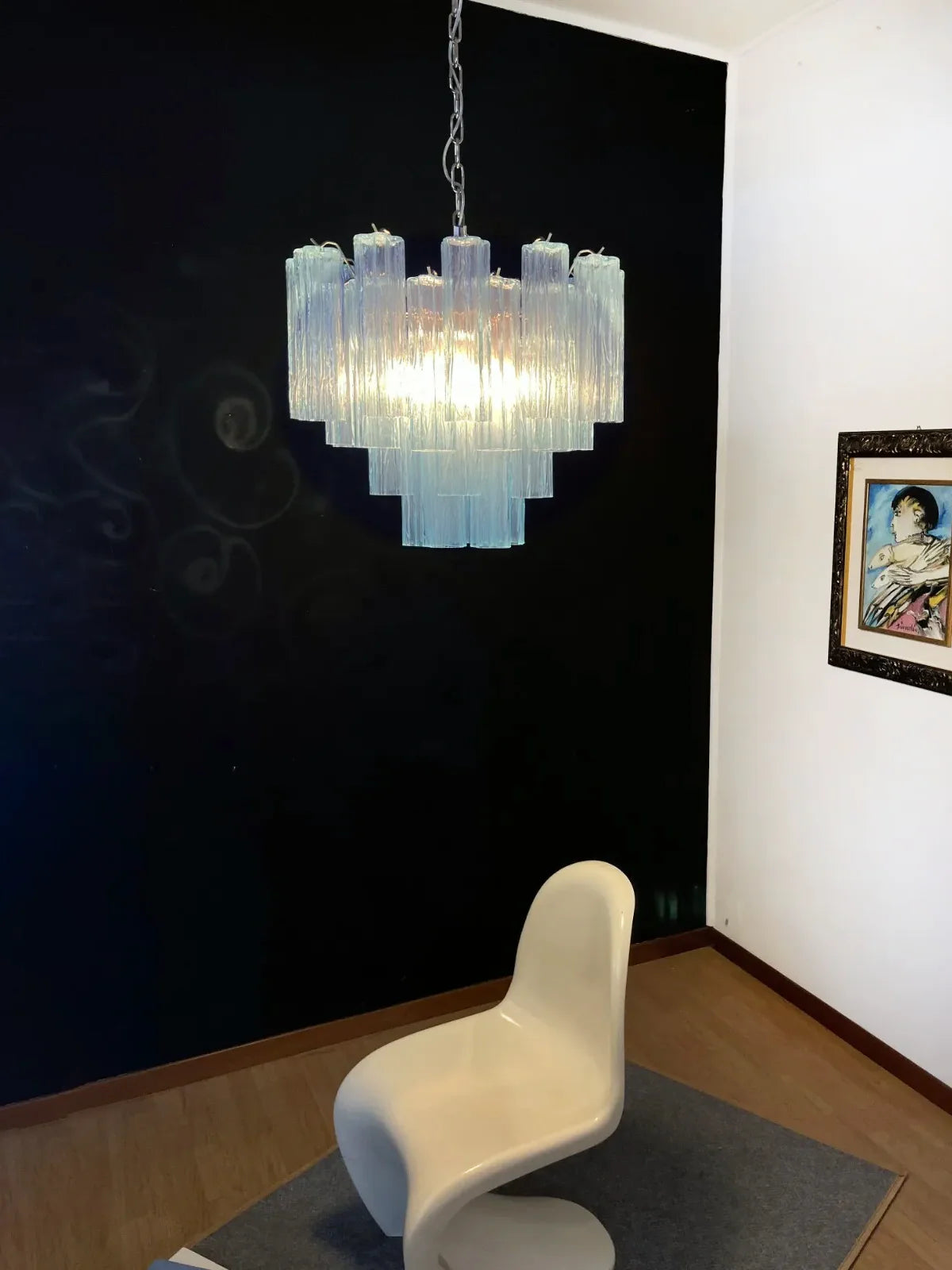 Fantastic Murano Blue Glass Tube Chandelier - Nuvé