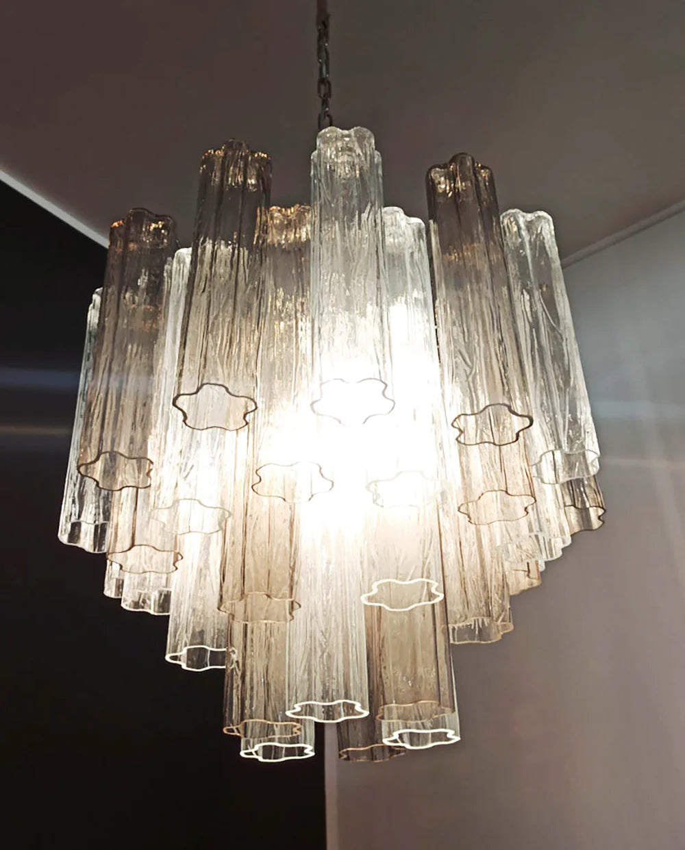 Fantastic Murano Smoked Glass Tube Chandelier - Nuvé