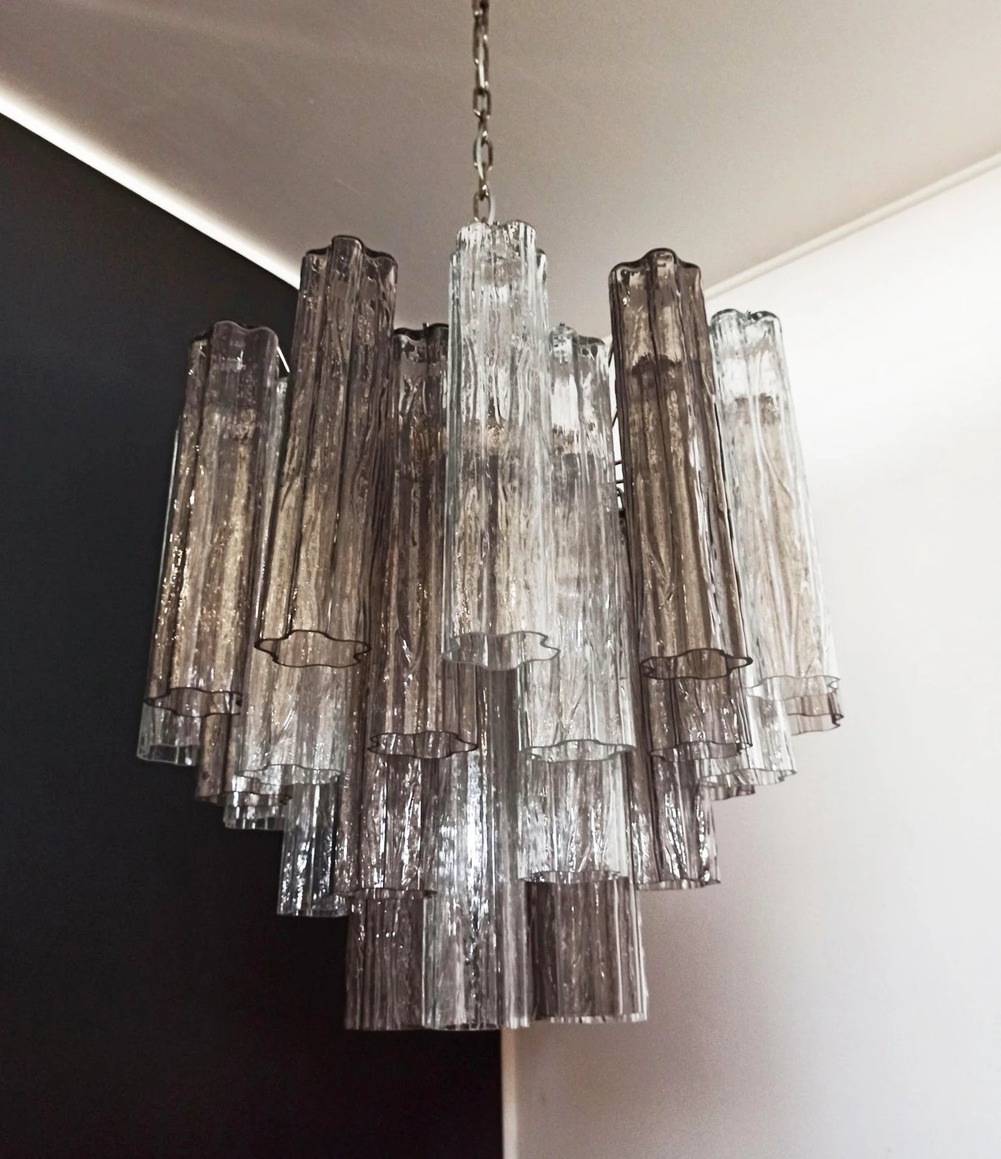 Fantastic Murano Smoked Glass Tube Chandelier - Nuvé