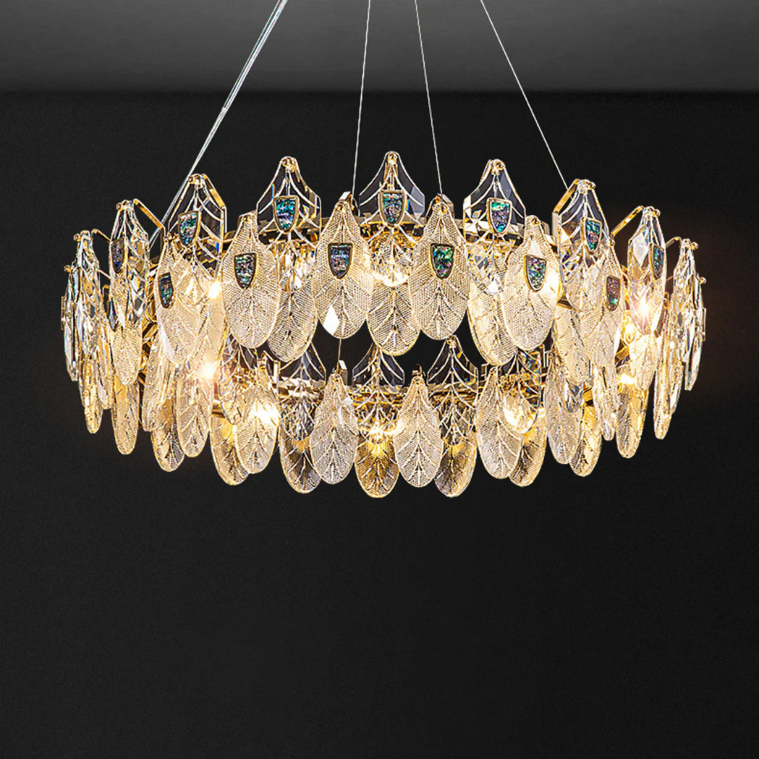 Feather Crystal Abalone Chandelier - Nuvé