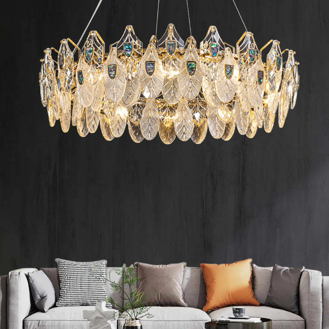 Feather Crystal Abalone Chandelier - Nuvé