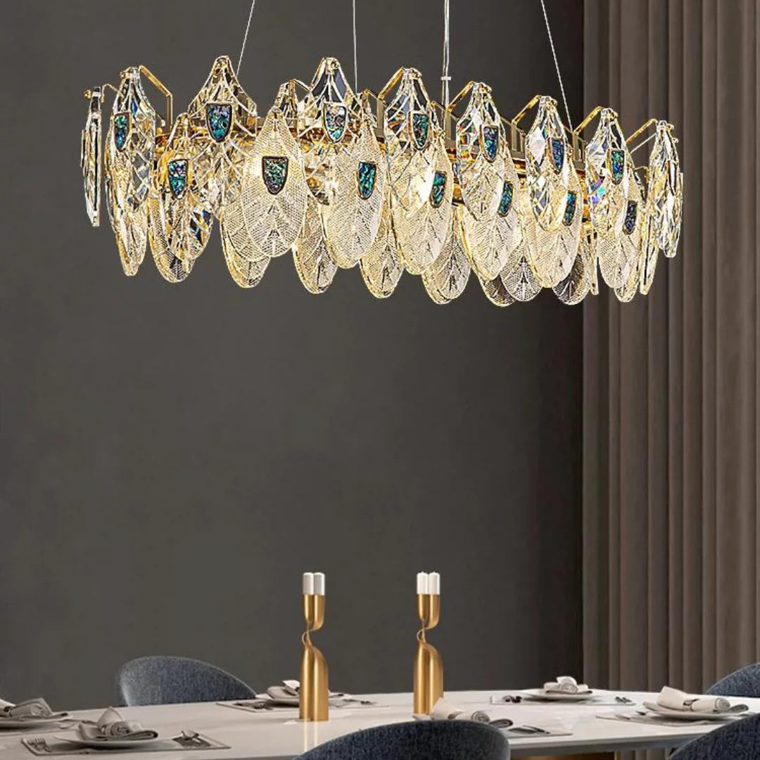 Feather Crystal Abalone Chandelier - Nuvé