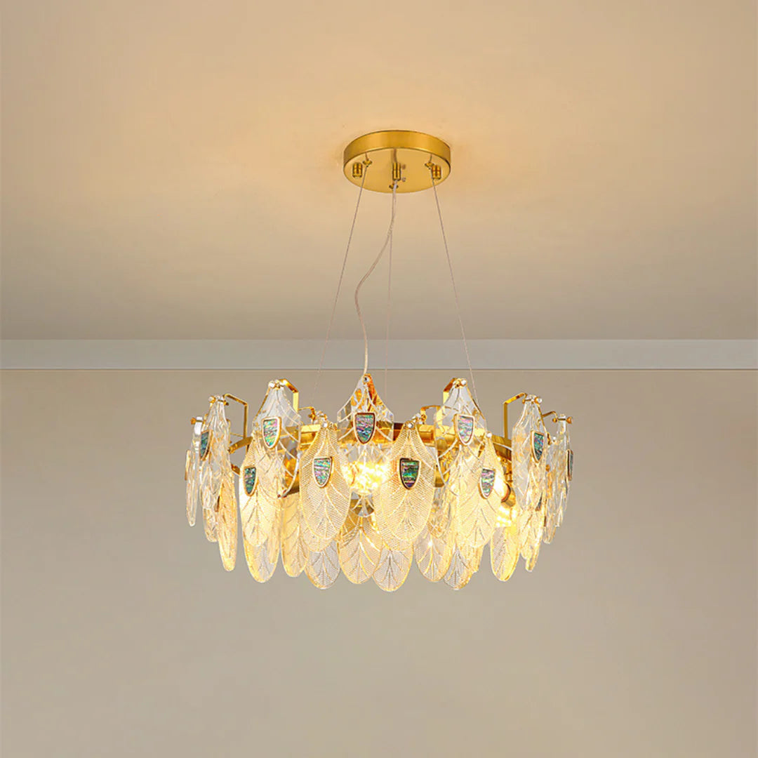 Feather Crystal Abalone Chandelier - Nuvé