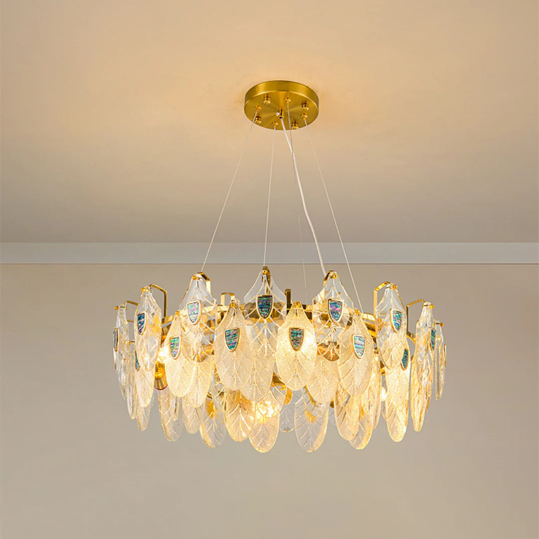 Feather Crystal Abalone Chandelier - Nuvé