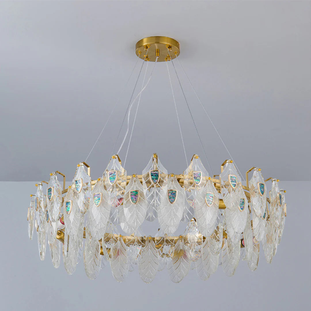Feather Crystal Abalone Chandelier - Nuvé