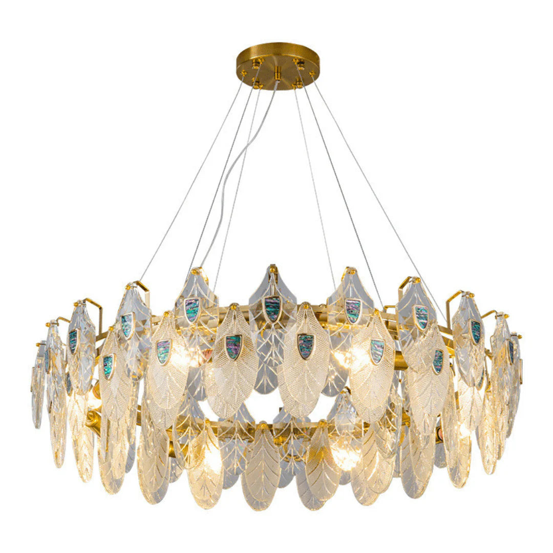 Feather Crystal Abalone Chandelier - Nuvé