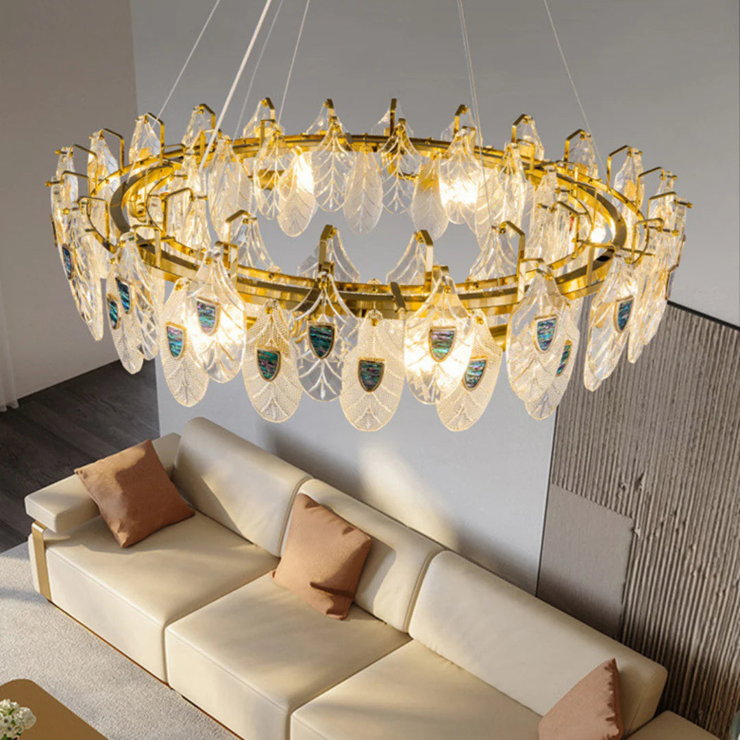 Feather Crystal Abalone Chandelier - Nuvé