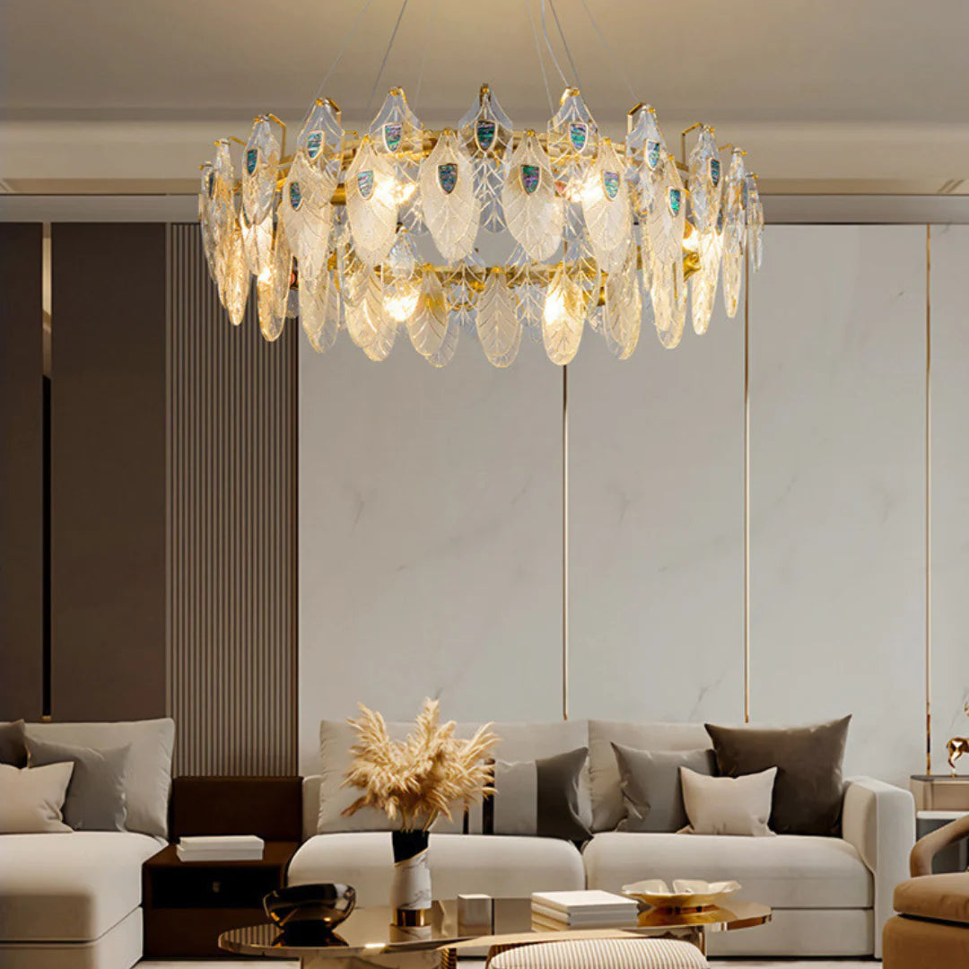 Feather Crystal Abalone Chandelier - Nuvé