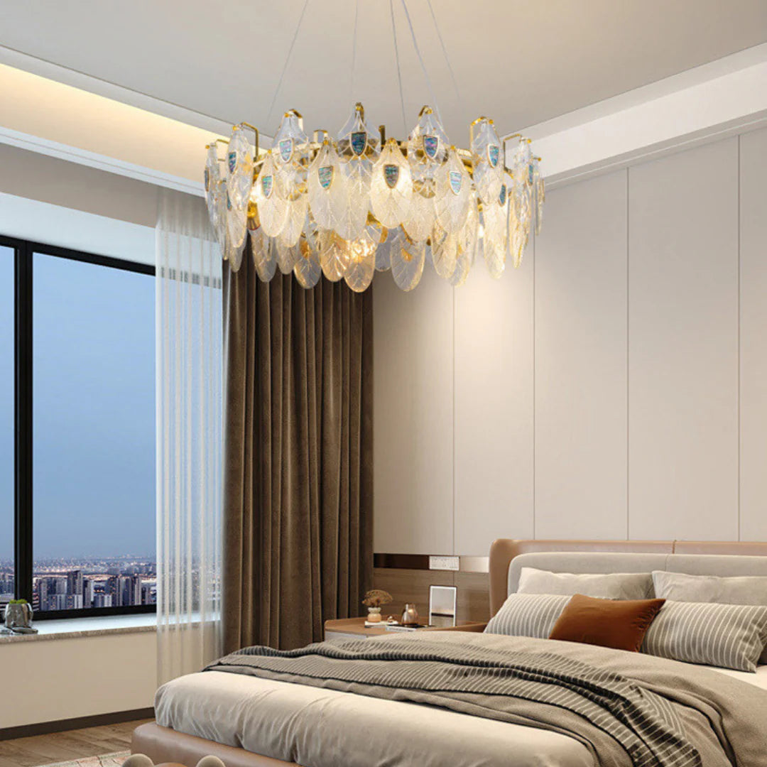 Feather Crystal Abalone Chandelier - Nuvé