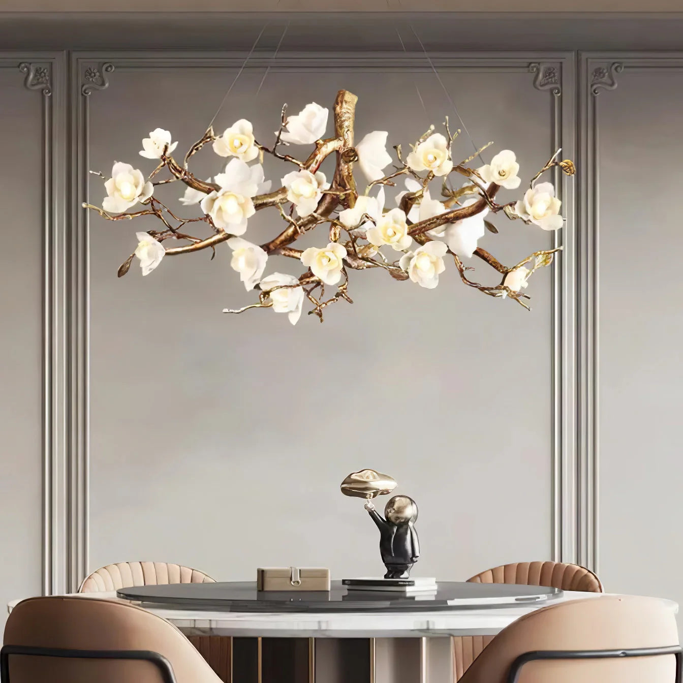 Flower Bloom Branch Brass Chandelier - Nuvé