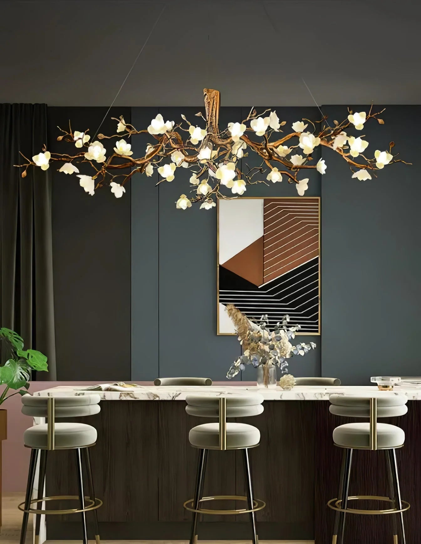 Flower Bloom Branch Brass Chandelier - Nuvé