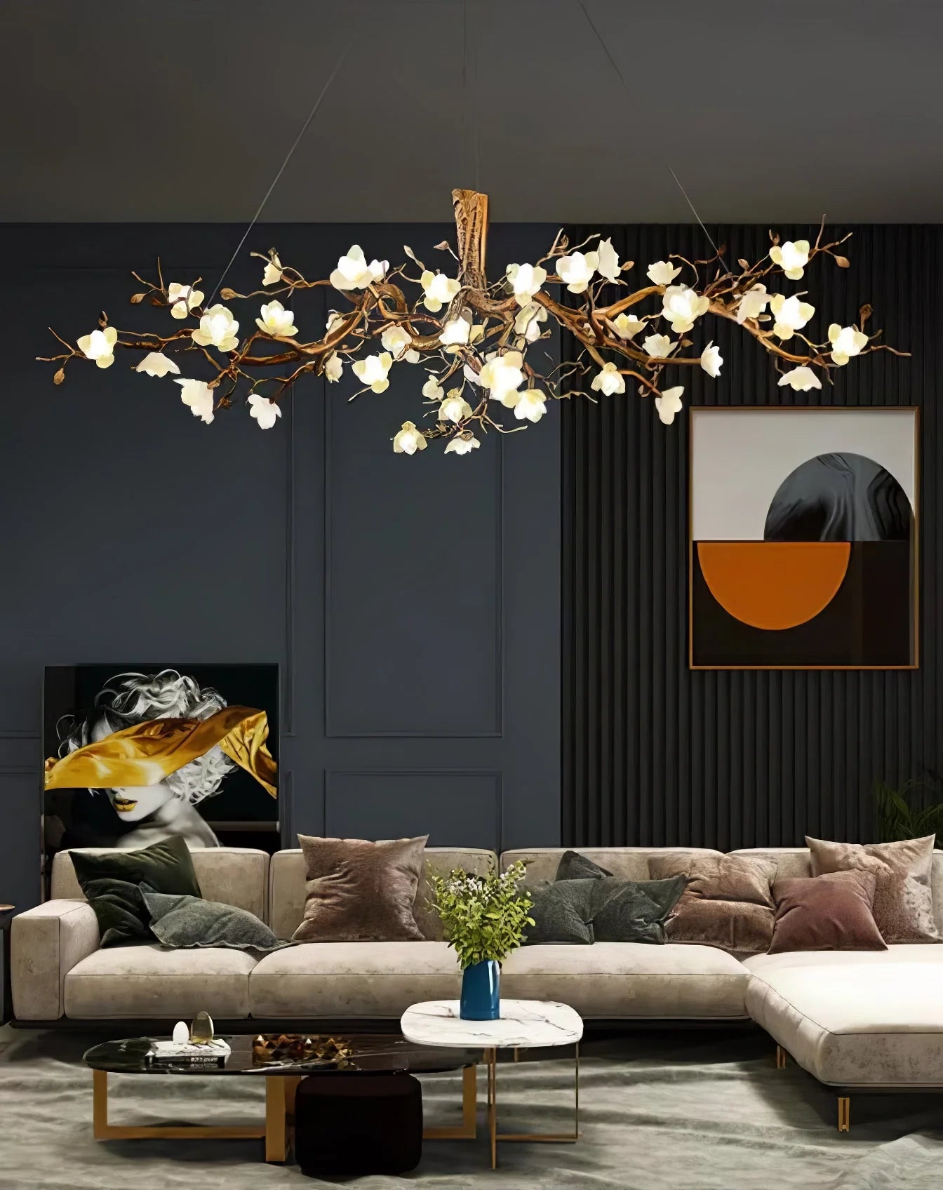 Flower Bloom Branch Brass Chandelier - Nuvé