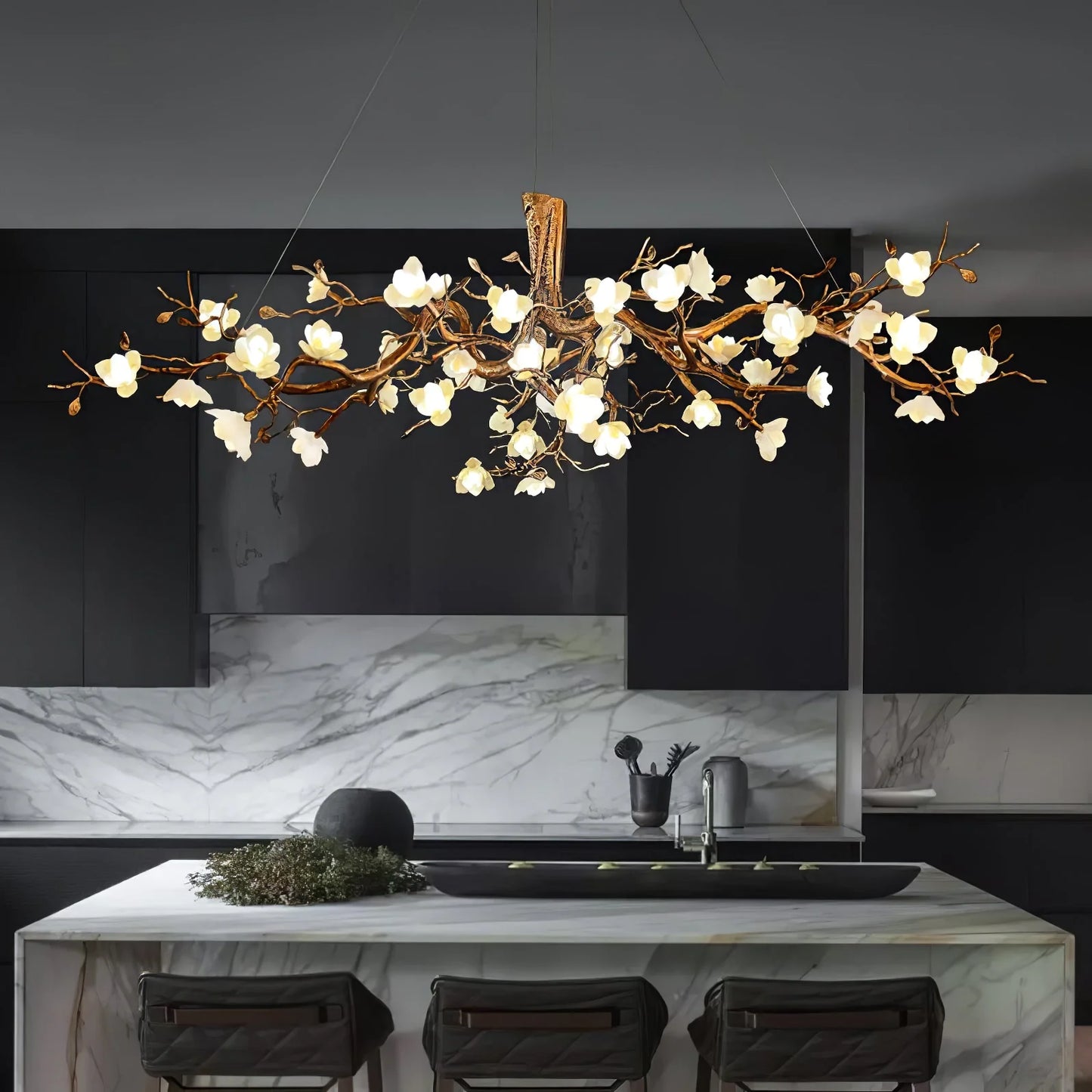Flower Bloom Branch Brass Chandelier - Nuvé