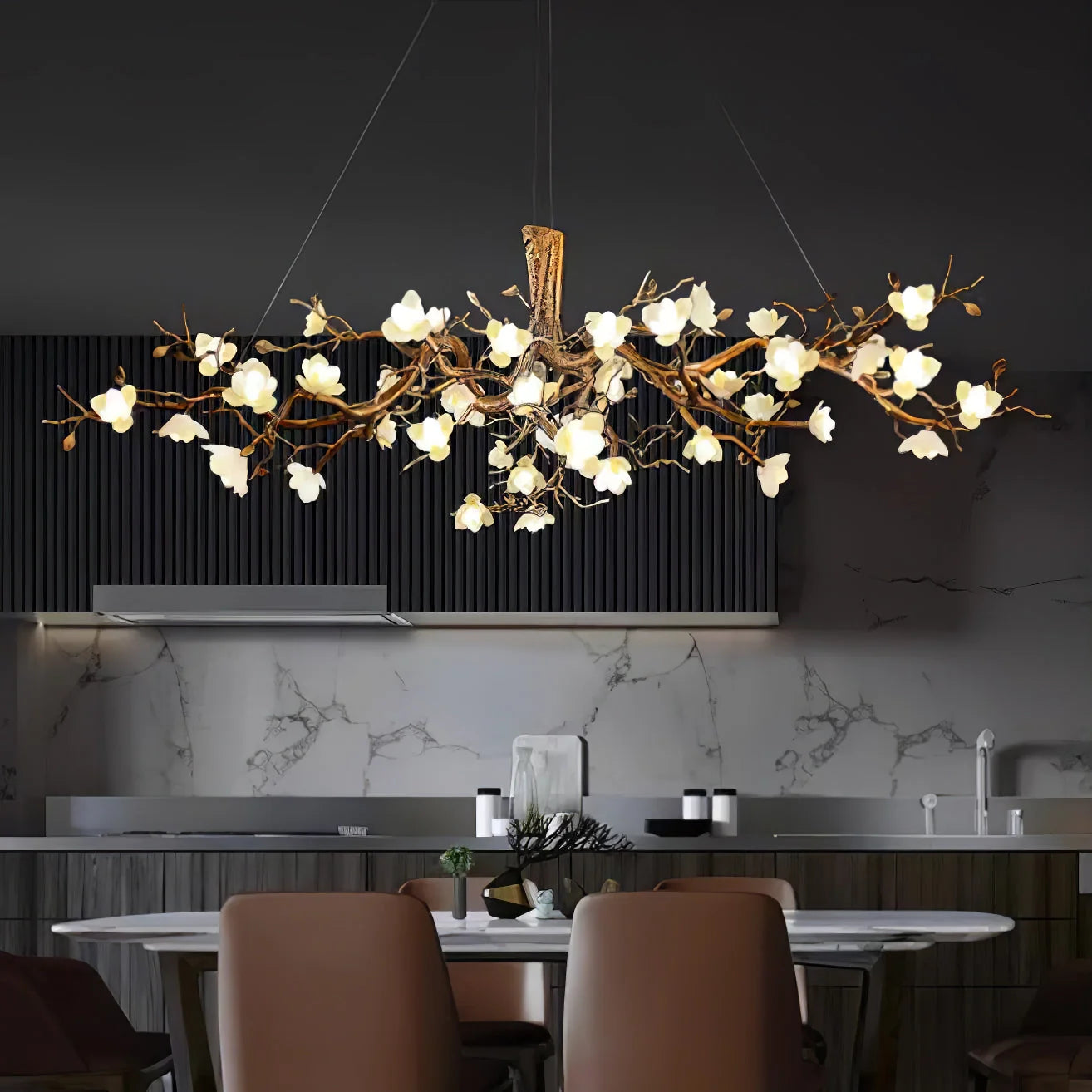 Flower Bloom Branch Brass Chandelier - Nuvé