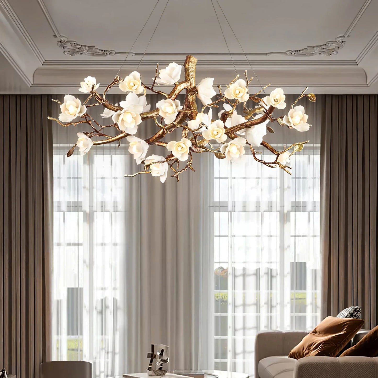 Flower Bloom Branch Brass Chandelier - Nuvé