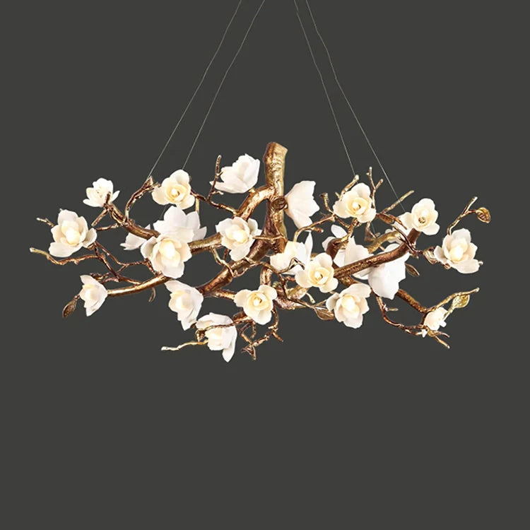 Flower Bloom Branch Brass Chandelier - Nuvé