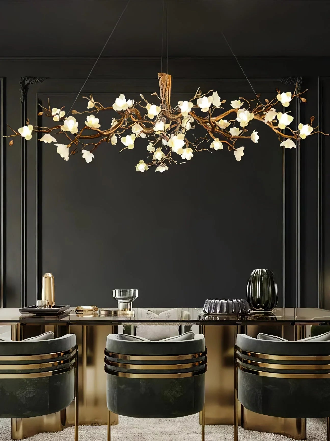 Flower Bloom Branch Brass Chandelier - Nuvé