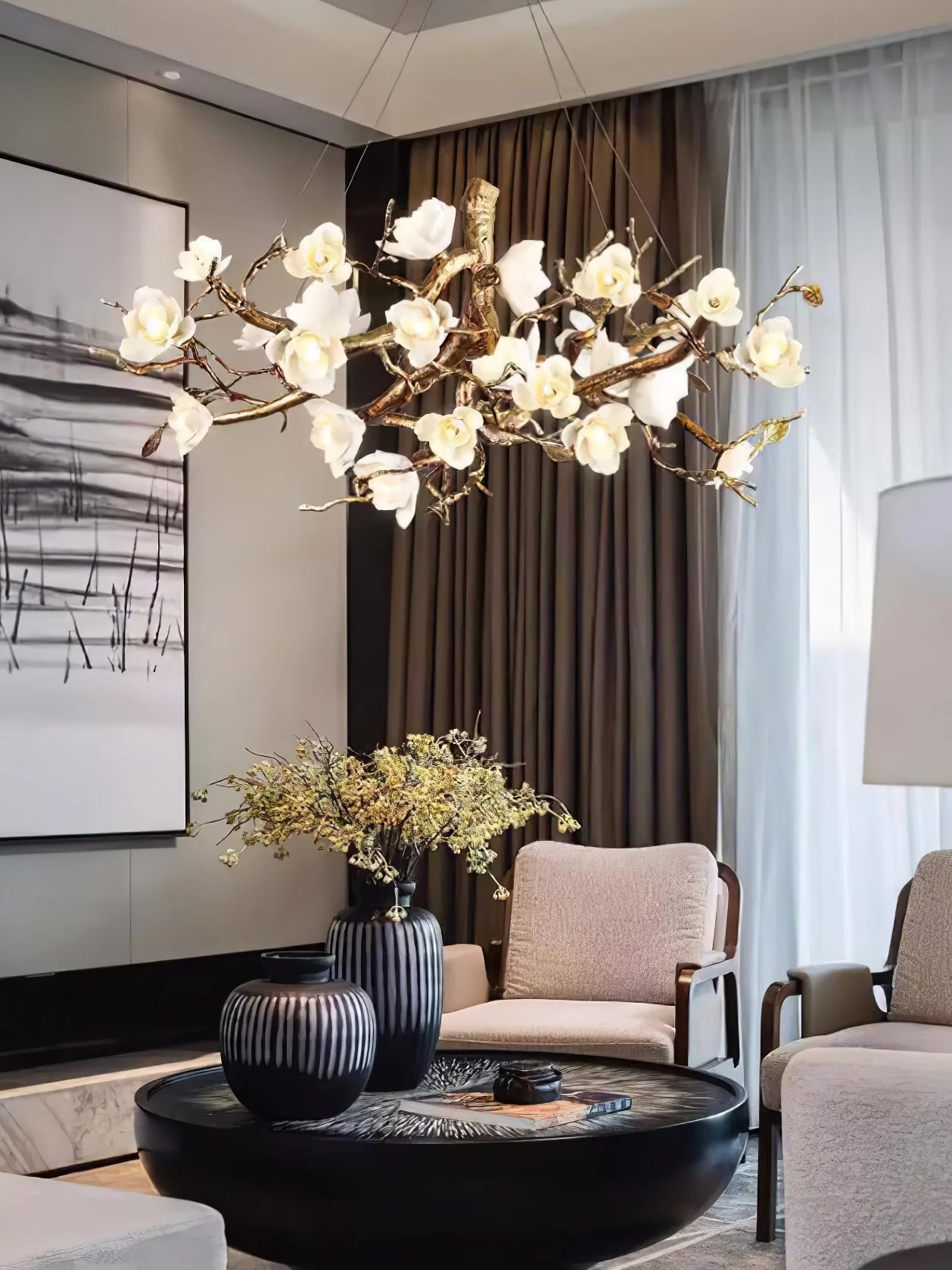 Flower Bloom Branch Brass Chandelier - Nuvé