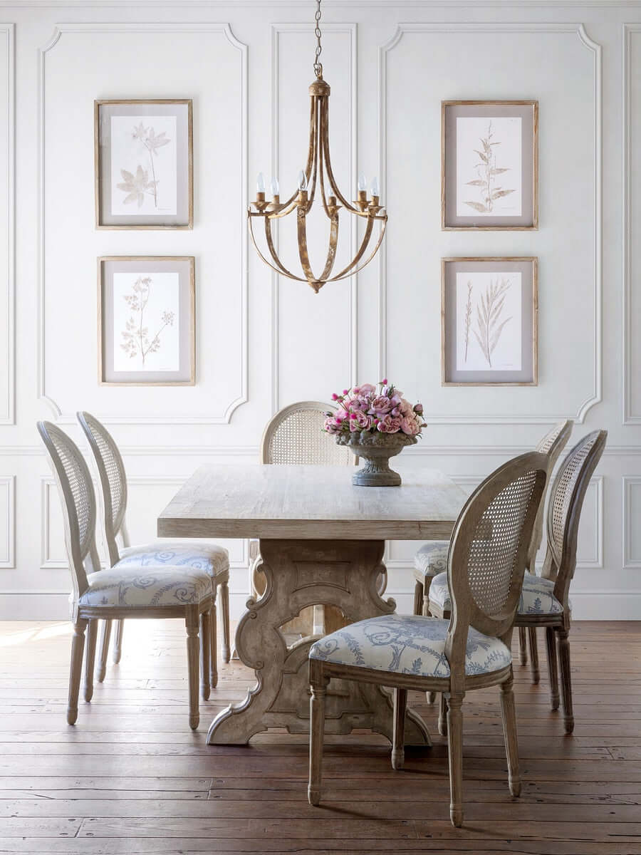 French Country Farmhouse Chandelier in Antique Gold Iron - Nuvé