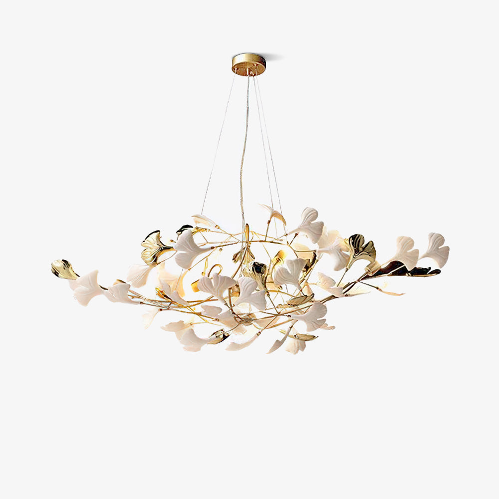 Gingko Ceramic Chandelier S by korewolamp featuring a modern ceramic design with multiple hanging light bulbs.