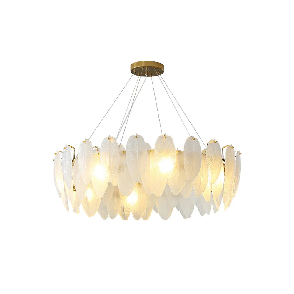 Glass Frosted Feather Chandelier - Nuvé