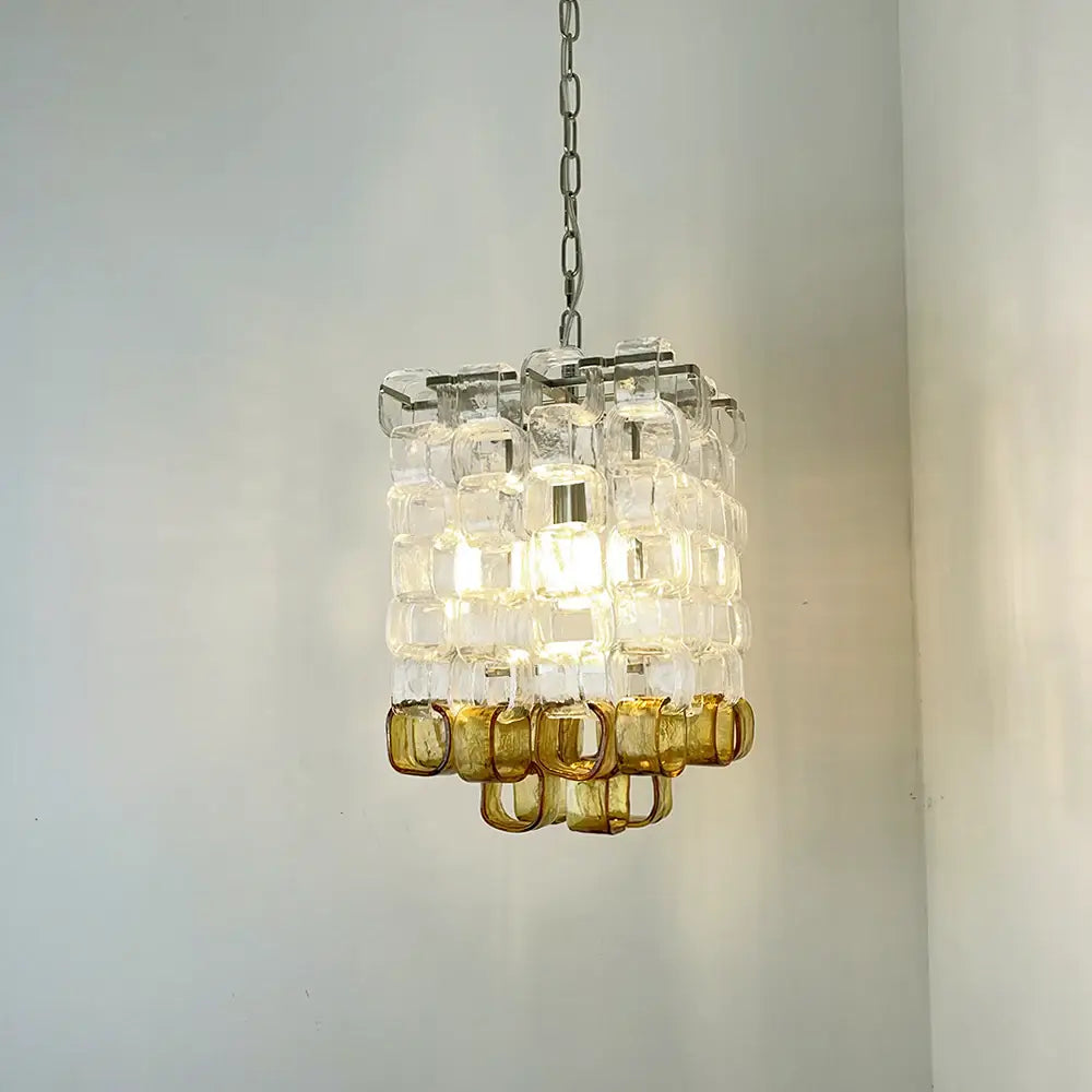 Glass Ice Cubes Transparent Amber Chandelier - Nuvé