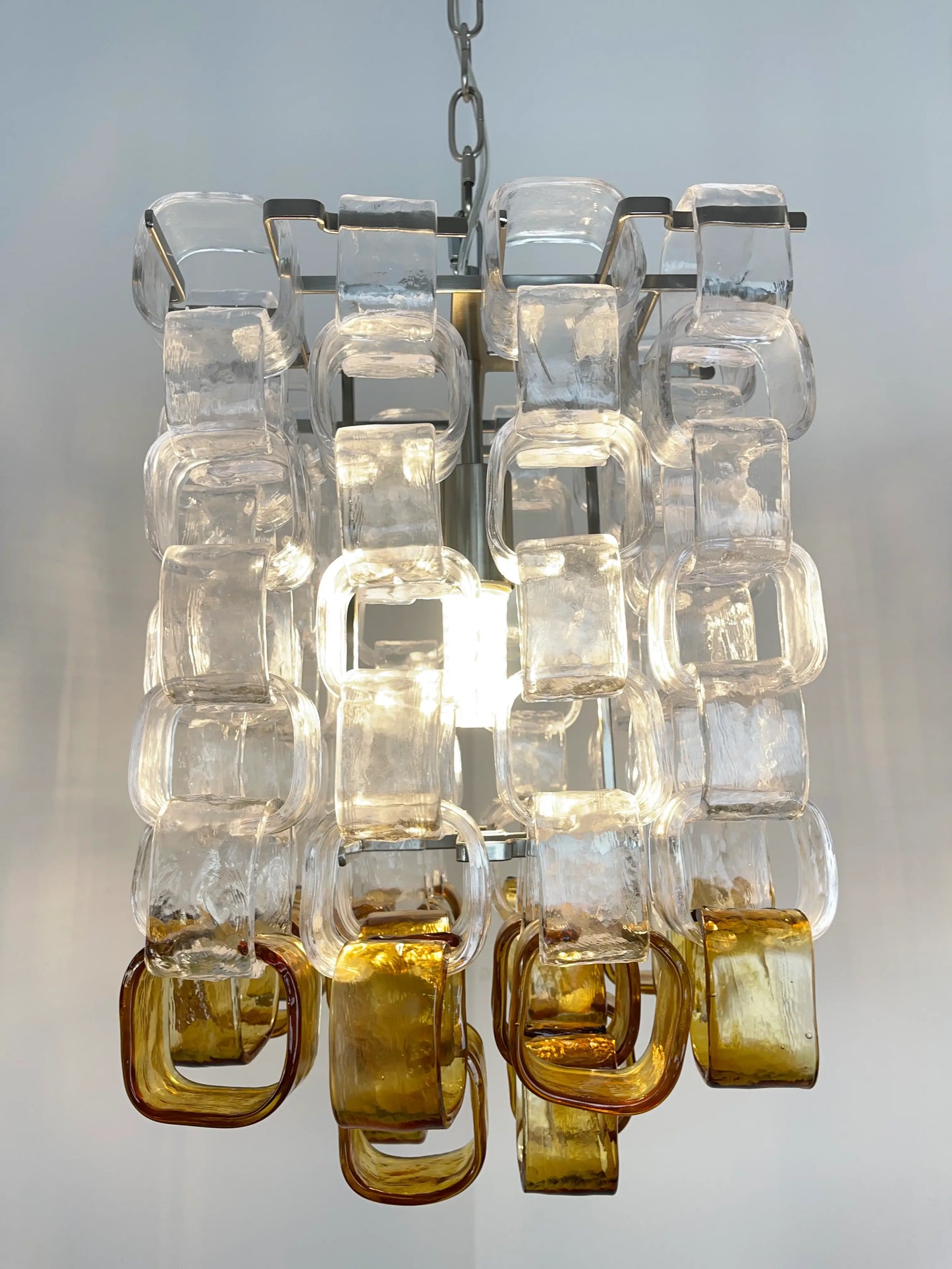 Glass Ice Cubes Transparent Amber Chandelier - Nuvé