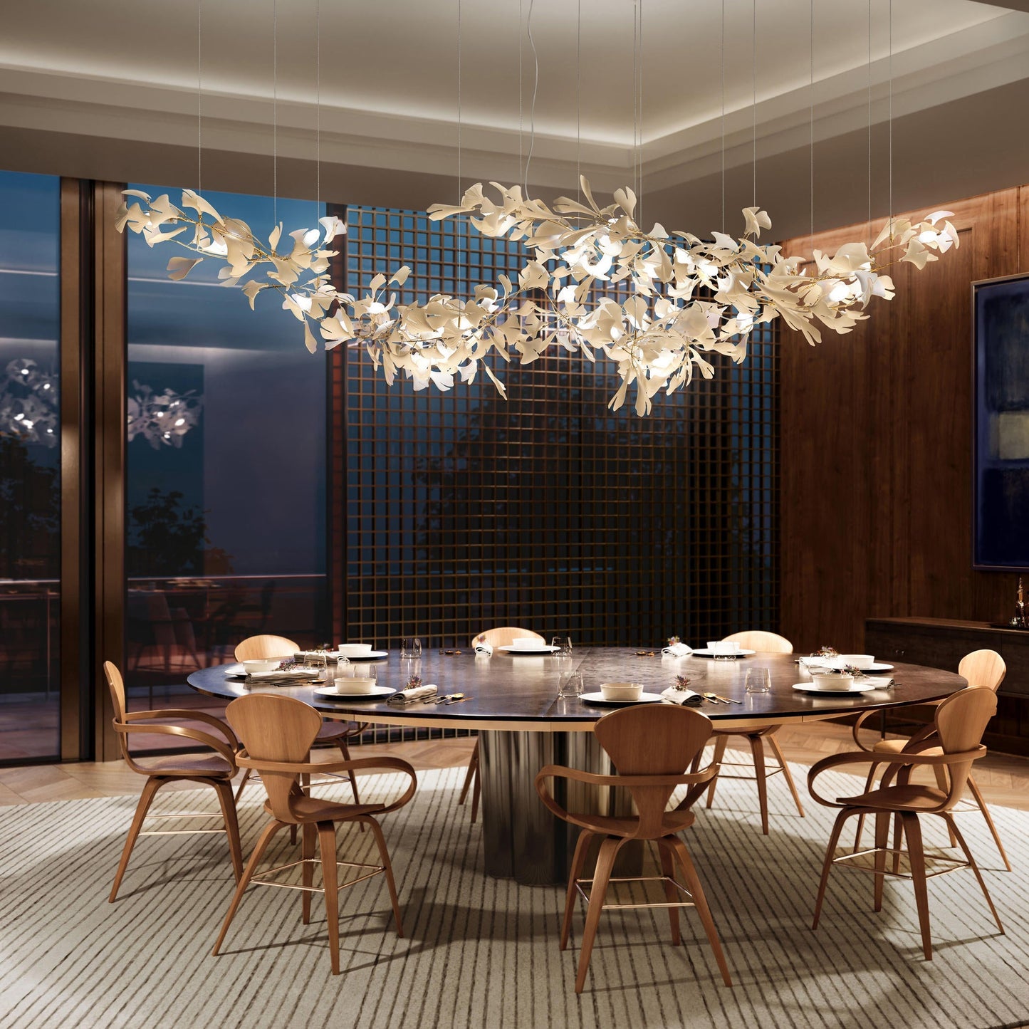 Gold White Leaves Combination Gingko Chandeliers - Nuvé