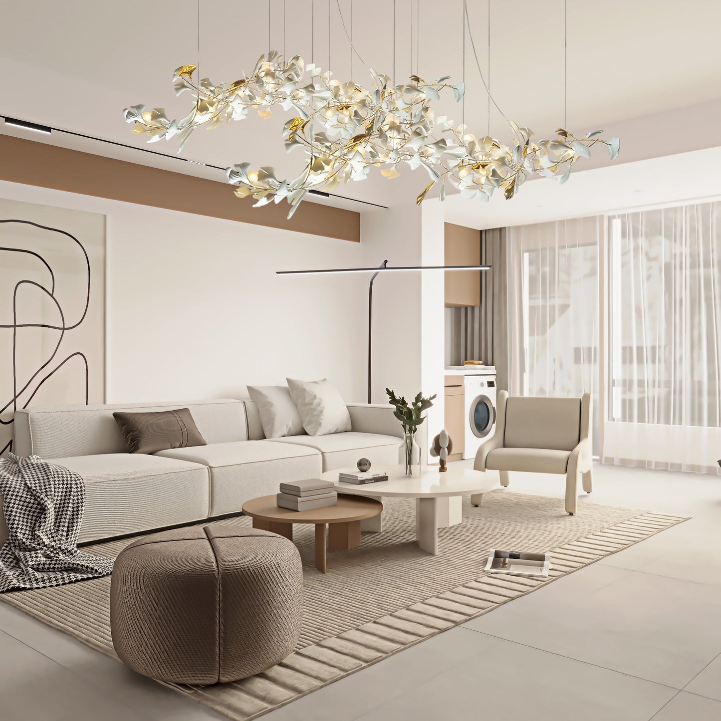 Gold White Leaves Combination Gingko Chandeliers - Nuvé