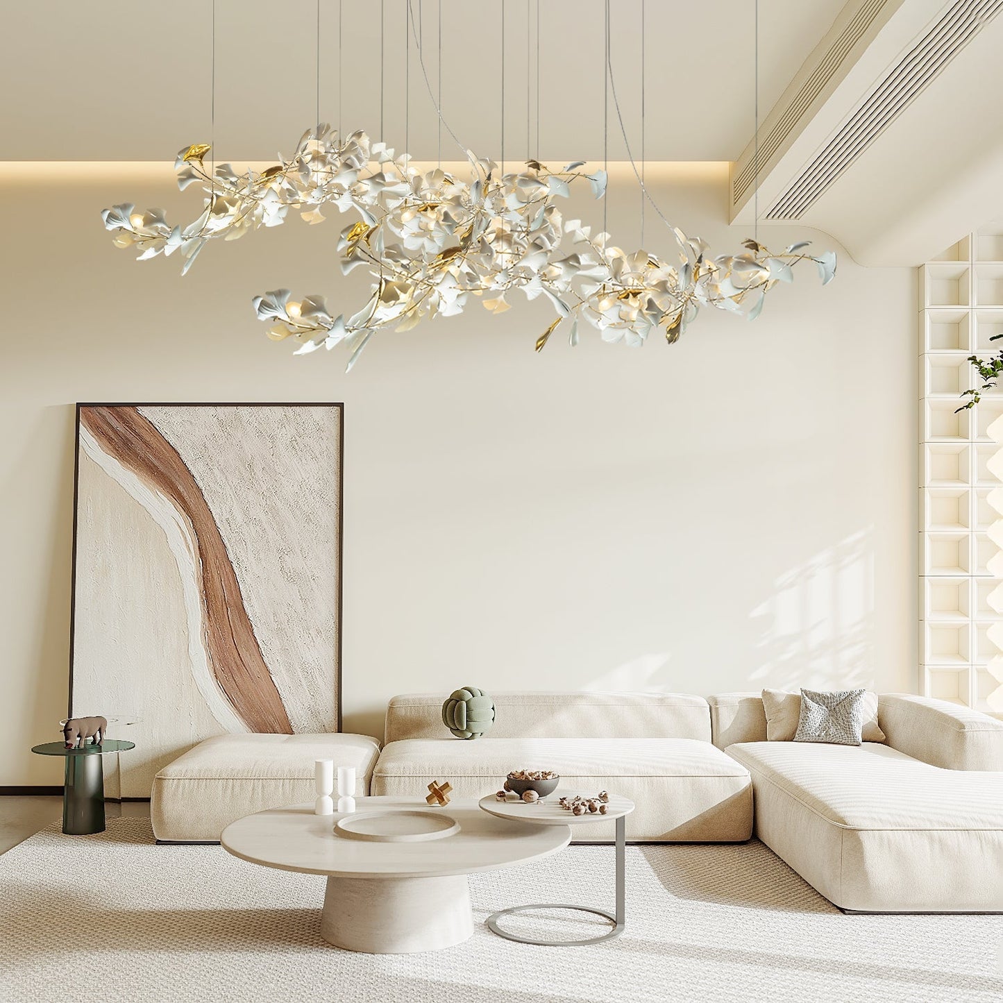 Gold White Leaves Combination Gingko Chandeliers - Nuvé