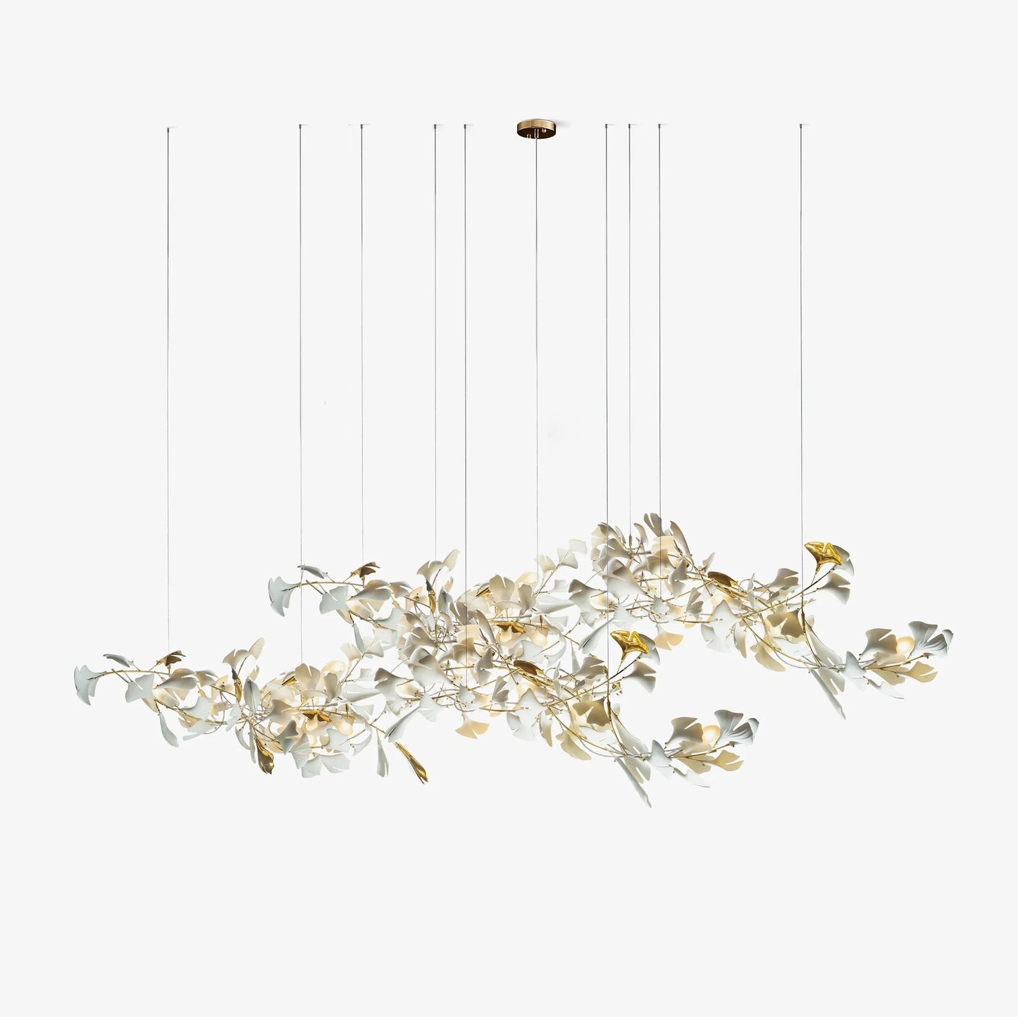 Gold White Leaves Combination Gingko Chandeliers - Nuvé