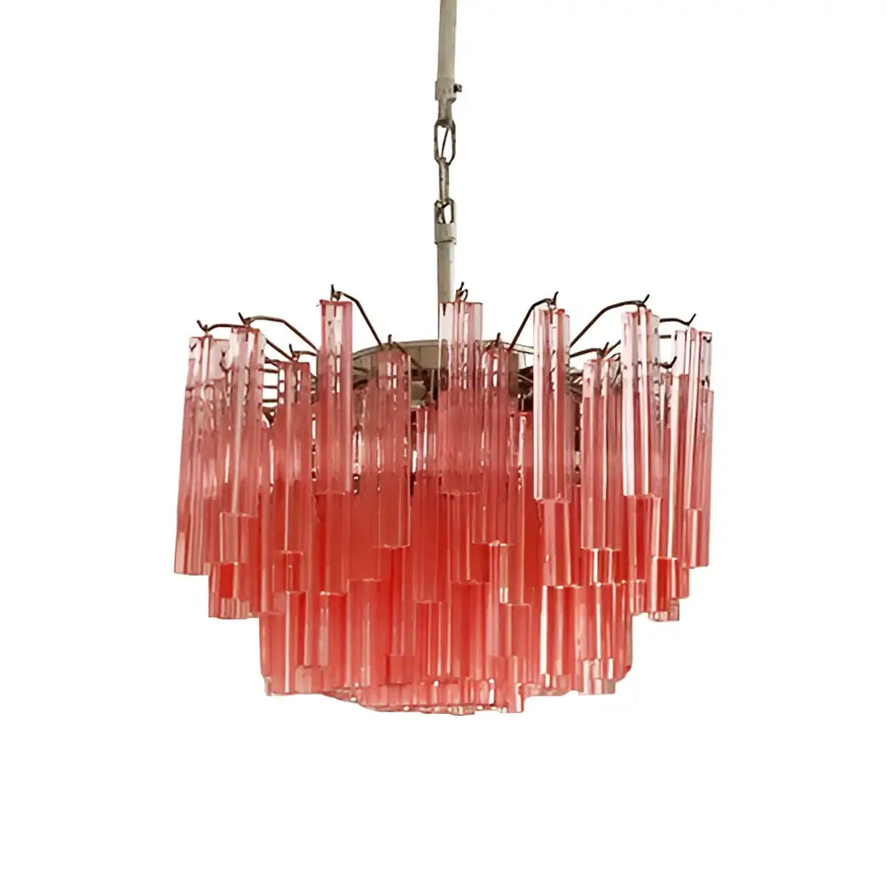 Gorgeous Murano Quadriedri Prisms Pink Chandelier - Nuvé