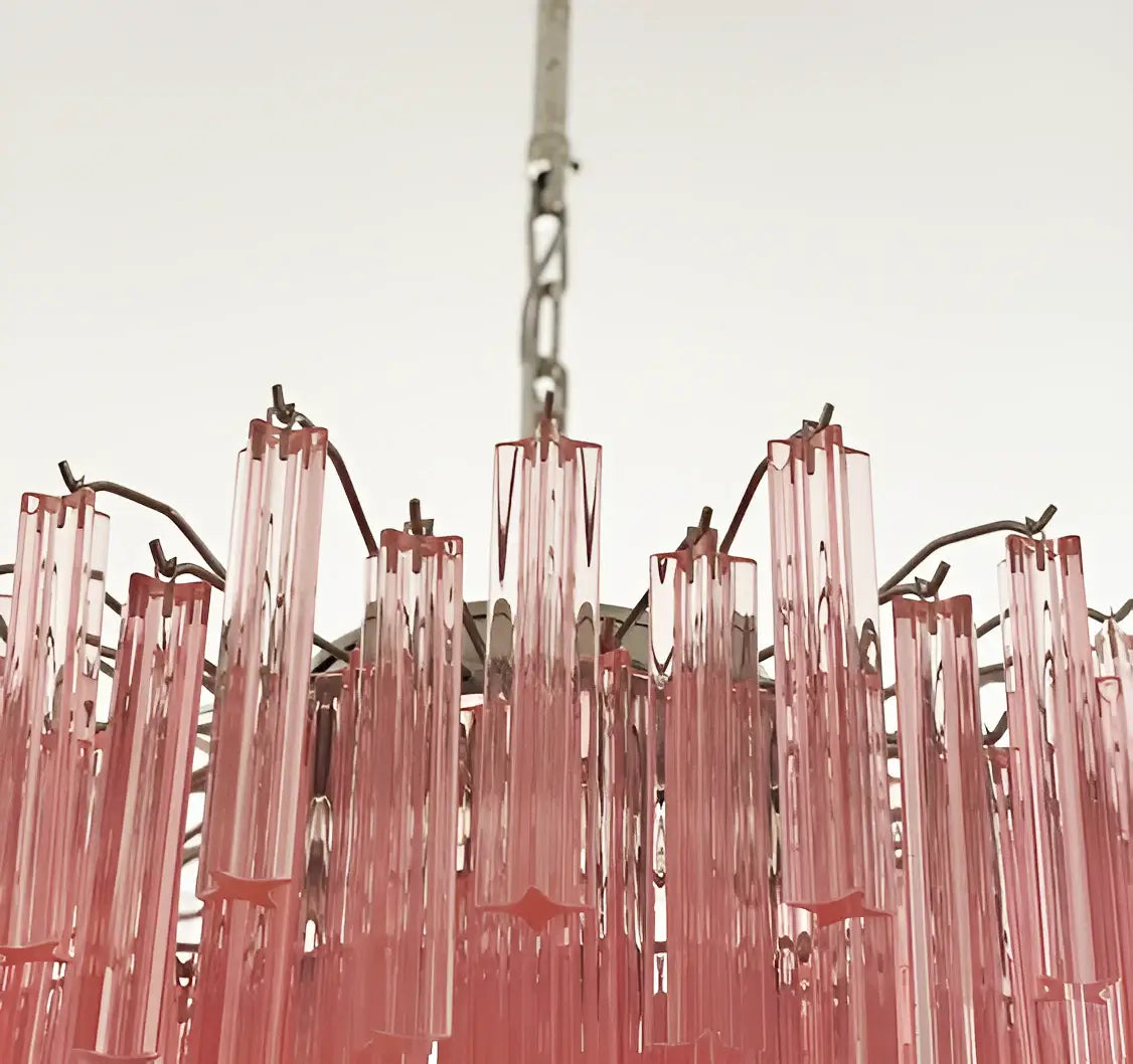 Gorgeous Murano Quadriedri Prisms Pink Chandelier - Nuvé