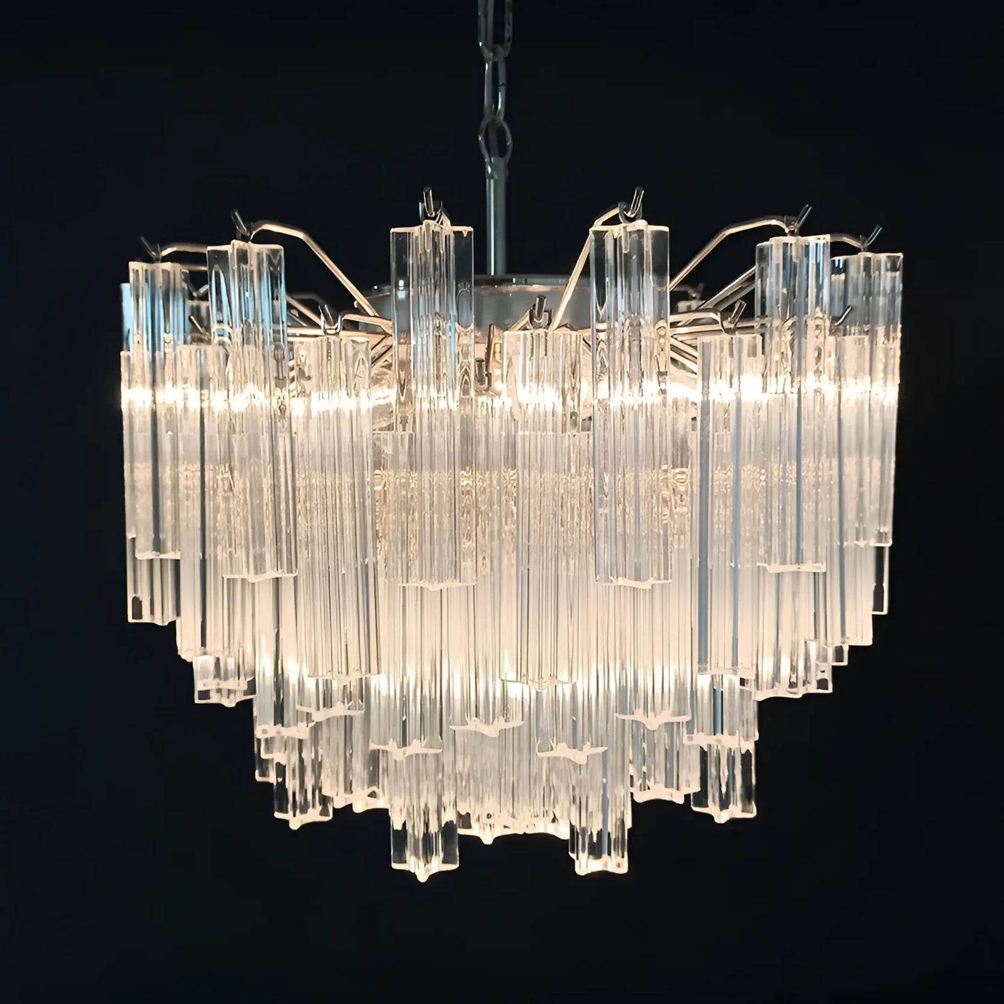 Gorgeous Murano Quadriedri Prisms Transparent Chandelier - Nuvé